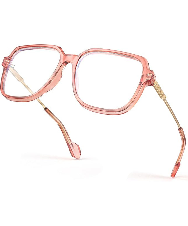 VISOONE Oversized Blue Light Blocking Glasses with Chic Square TR90 Frame and Metal Temple for Women Men REMY