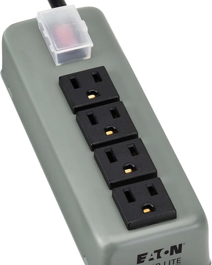 Eaton Tripp Lite series 4-Outlet Heavy Duty Power Strip, Metal, Mountable (Wall Mount & Under Desk), 6ft Extension Cord, On/Off Switch Cover, Industrial Garage Shop Work Bench Applications (UL603CB-6)