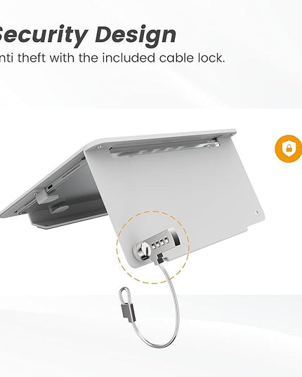 Tablet Desk Stand, All Metal 30° Ergonomic with Security Cable Lock for Office, POS Counter, Reception - Compatible with iPad 10th (10.9"), Pro 11", Air 4/5 (10.9"), Air 11"，iPad 11"(A16)