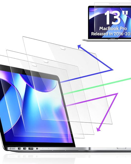 Peslv 3-Pack Anti Blue Light Screen Protector for MacBook Pro 13 Inch(2016-2022,M1,M2)&MacBook Air 13In(2018-2021,M1), 13.3" Mac Laptop Glare Filter Uv Blocker Shield Cover Eye Protection Film