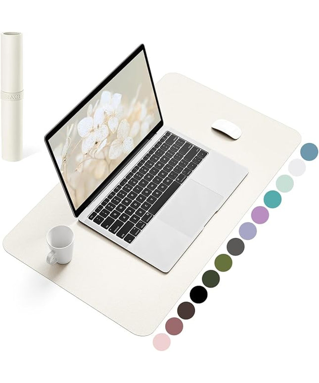 YSAGi Non-Slip Leather Desk Pad, Desk Matt for Desktop, Waterproof Laptop Computer Keyboard Mat, Table Protector Blotter Mat, Large Mouse Pad for Office/Work/Home/Decor(Cream, 23.6" x 13.7")