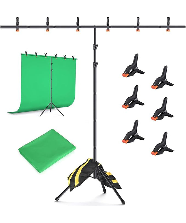Green Screen Backdrop Kit with Stand, 8x7.2ft Portable GreenScreen Background Stand for Streaming Video and Photography Shoots