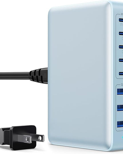 USB C Charger 300W USB C Charger Block 8-Ports GaN IV Fast Charging Station,PD 100W Laptop Charging Hub Wall Adapter Compatible with MacBook/Air,DELL,Steam Desk,iPhone 16/15/14,Galaxy S24 etc