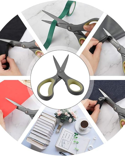 LIVINGO 2 Pack 8" Titanium Non-Stick Scissors, Professional Stainless Steel Comfort Grip, All-Purpose, Straight Office Craft Scissors for Tape, Paper, Cardboard(Green/Yellow)