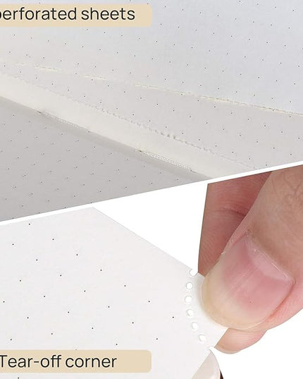 POPRUN Spiral Dotted Journal Notebook, [A5-5.75'' x 8.25''] - 120 GSM Thick Paper, 141 Numbered Pages, Hardcover for Men & Women with Pocket, Index Tabs, 8 Perforated Sheets, Midnight Green