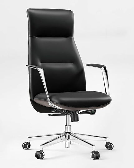 EUREKA ERGONOMIC Royal Slim Executive High Back Black Leather Office Chair, Home Desk Chair for Adults, Big and Tall with Wheels, Swivel Rolling