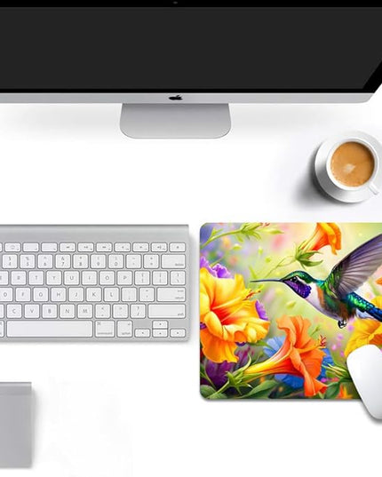 Hummingbird Flowers Square Mouse pad, Texture, Waterproof, Anti Slip Rubber Base, Computer Mouse pad, Laptop Mouse pad