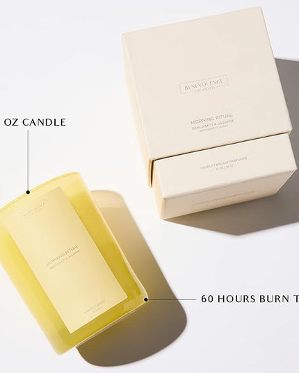 Benevolence LA Morning Ritual Gift Box | Candle, Room Spray & Reed Diffuser | Bergamot & Jasmine | Invigorating Home Fragrance | Ready for Gifting | Gift Set for Women