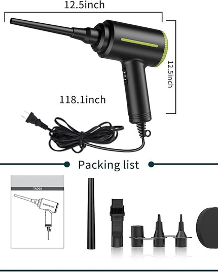 DOROBEEN Compressed Electric Air Blower, Handheld 500W 40000RPM Powerful Cored Air Duster for Computer Keyboard Electronics Cleaning