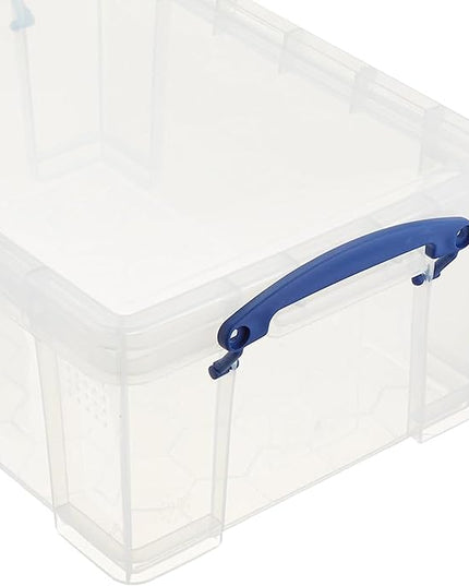 Really Useful Box Stackable 9 Liter Plastic Storage Container Bin with Snap Lid and Built-In Clip Lock Handles for Home & Office Organization (3 Pack)