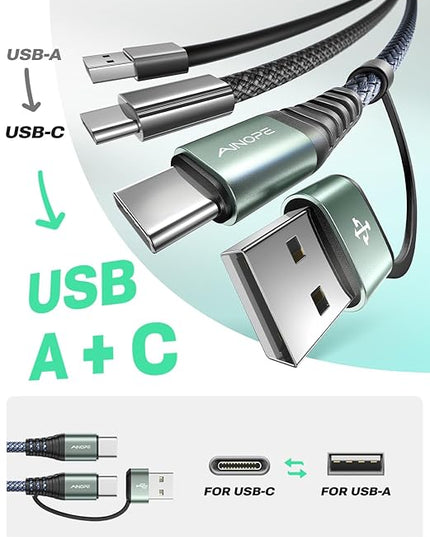 AINOPE USB C to USB C Cable, 16 FT USB C Cable Fast Charging with USB to USB C Adapter, 60W USB to USBC Cable for iPhone 17 Pro Max Air Type C Cable for iPhone 16/15/14/13/12, Grey