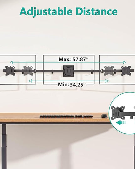 WALI Triple Monitor Wall Mount for 17 to 32 Inch, Computer Monitor Arm for 3 Screens, Swivel Tilt Wall Mount with Mounting Holes 75x75/100x100mm, Per Arm Holds Up to 15.4lbs (013ARM), Black