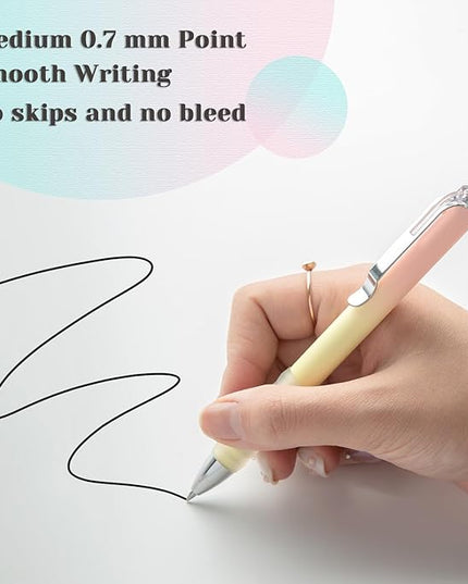 Aisibeiger Gel Pens Fine Point 0.7mm Black Ink Gel Pen Retractable Cute Pens for Smooth Writing School Office Supplies, Pack of 18