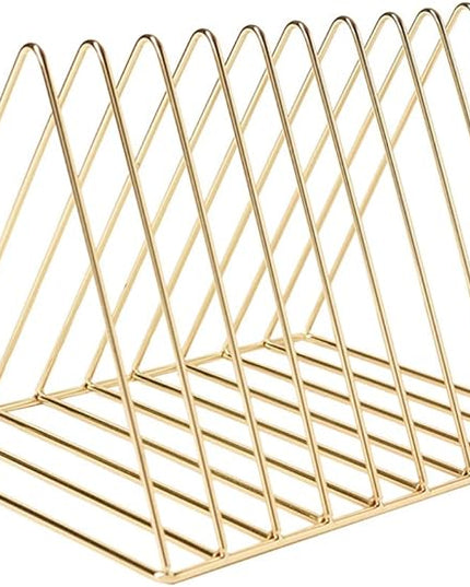 Sooyee 2 Pack 9 Slot Gold Magazine Holder,Desktop File Sorter Organizer Triangle Bookshelf Decor Home Office