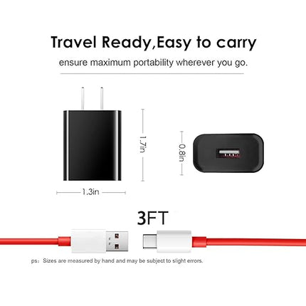 Replacement USB Type C Fast Wall Charger Charging Cable Cord for OnePlus 10 PRO 8 N10 8T 7 7T PRO 6T 5T 3 3t 5 Nord N100 Nord N200 Nord 2 Phone,OnePlus Buds Z Buds Z2 Buds Pro Earbuds (Red)
