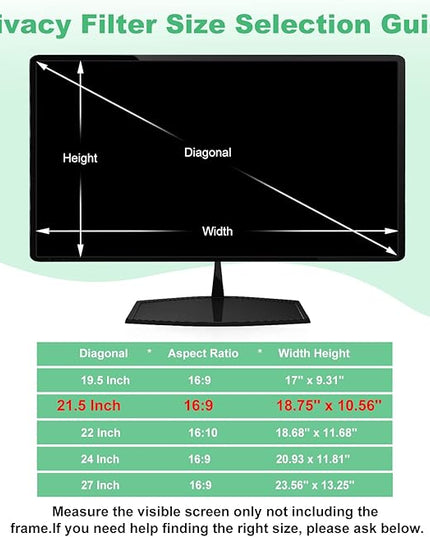 DEJIMAX 21.5 Inch Computer Privacy Screen for 16:9 Widescreen Monitor, Anti-Blue Light Monitor Privacy Screen Filter, Anti-UV Computer Shield