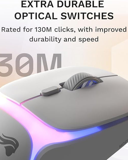 Glorious Gaming Model O3 Wireless Gaming Mouse - InfinitePlay Swappable Battery, 130H Battery Life, 8k Polling, 130M Optical Switches, Ultralight 66g, 30K DPI Optical Sensor, RGB - White