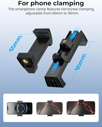 SmallRig Clamp w/ 1/4" and 3/8" Thread Holes, 9.8 Inches Adjustable Friction Power Articulating Magic Arm with Phone Holder for Action Cameras, Smartphones, LCD Monitor/LED Lights - 5326