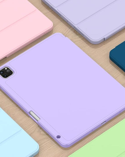 ZryXal iPad Pro 11 Inch Case (M5) 2025/ (M4) 2024 (Model: A2836/A2837/A3006), Trifold Stand Smart Cover with Pencil Holder and Soft TPU Back, Auto Wake/Sleep (New Clove Purple)