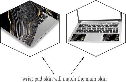 Laptop Skin Sticker Decal,12" 13" 13.3" 14" 15" 15.4" 15.6 inch Laptop Vinyl Skin Sticker Cover Art Protector Notebook PC (2 Wrist Pad Skins Included), Decorative Waterproof, Black Golden Marble