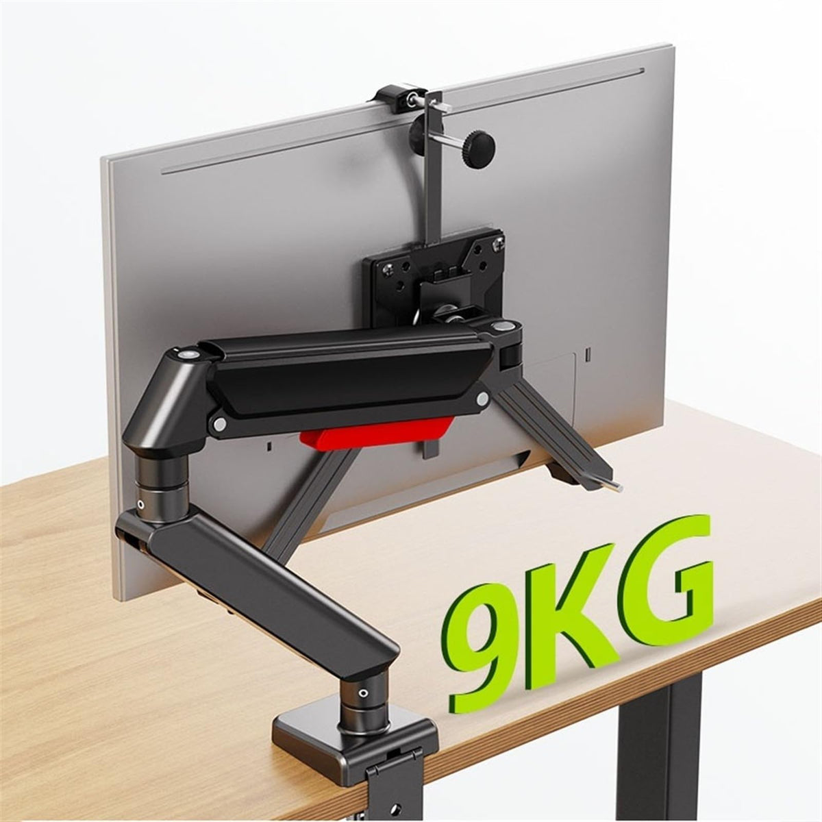 KUYBTU Monitor Arm, Single Monitor Mount Arm with Mounting Adaptor Brackets, Fit Max 32”Screens Without Mounting Holes, Adjustable Gas Spring Single Monitor Desk Mount,for Lapto