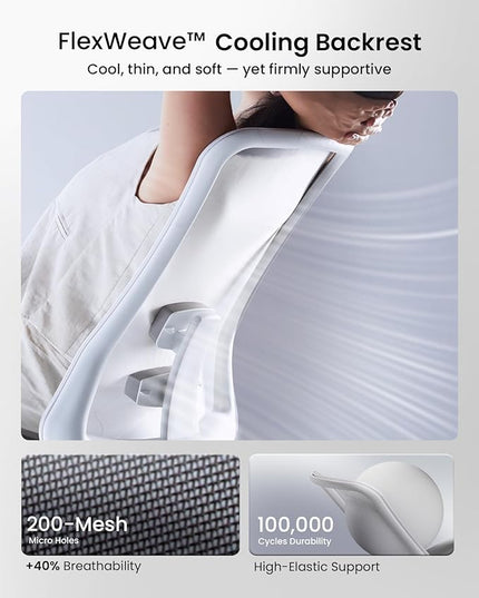 ProtoArc Ergonomic Office Chair - Flexer Pro Mesh Desk Chair with Lumbar Support, Slide Seat & 4D Armrests, Breathable Mesh from Wintex, Tilt Lock, Metal Base | for Home & Computer Work - White