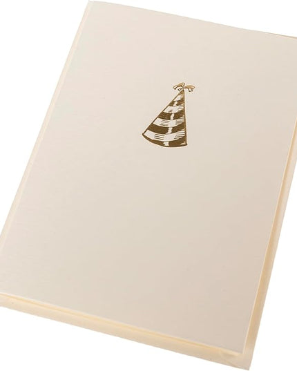 Graphique Party Hat Birthday Cards, Pack of 10 Cards with Envelopes, Bday Greetings, Blank Inside, Gold Foil Embossing, La Petite Press Collection Boxed Set, 3.25" x 4.75"