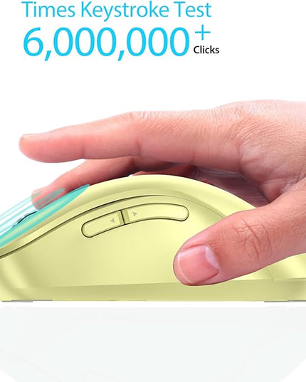 memzuoix 2.4G Wireless Mouse, 1400 DPI Computer Mice USB Receiver, Portable Wireless USB Mouse Battery Powered Cordless Mice for Laptop, PC, Desktop, 5 Buttons (Light Yellow)