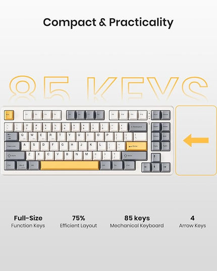 Wireless Mechanical Keyboard,Gasket Mounted with Creamy Sound,Bluetooth/2.4GHz/USB-C,Custom Hot Swappable,RGB Backlit,75% Compact Layout for Gaming/Typing/Win/Mac/PC (Retro Beige,Linear Switch)