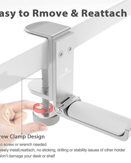 Foldable Headphone Stand and Hook – Aluminum Headset Holder Clamp Mount Under Desk, Universal Fit for Gaming Headphones, Space-Saving Hanger Organizer