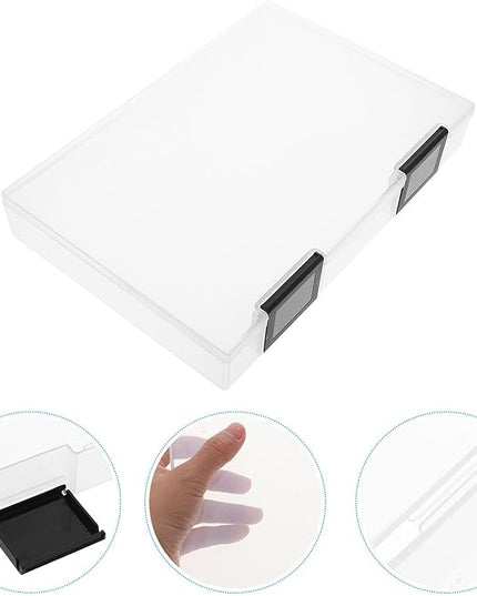 A5 Plastic File Storage Container Thickened Document Organizer Box with Dustproof Lid, Portable Office Desktop Storage Holder for Files and Papers