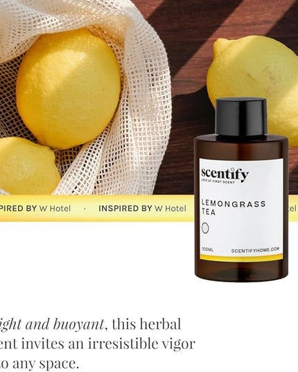 Scentify Lemongrass Aroma Oil Refill Scent for Oil Diffusers - Lemongrass, Clove, Musk Scents - Luxurious Relaxing Aromatherapy Diffuser Fragrance 100ml, 3.38 oz