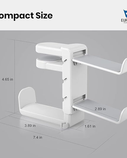 3-in-1 PC Gaming Headset&Controller Holder - EURPMASK Headphone Stand w/Adjustable Clamp&2 Controller Holder&Rotating Arm&Cable Organizer, Universal PC Gaming Accessory Controller Headset Stand-White