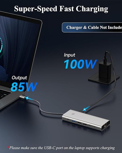 USB C Docking Station Dual Monitor Adapter,Minthouz Displayport Docking Station with Dual DP,USB Hub 4K HDMI,100W PD in,10Gbps USB A/C,2.5G Ethernet Port for for Windows & Mac and More