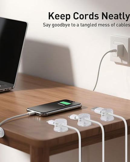 AGPTEK 8 Pack Magnetic Cable Clips, Upgraded 360° Rotatable Cord Holder Clips for Nightstand, Desk Cord Organizer Adhesive Wire Management Home Office Phone Charging Cords USB Cable Keeper (Clear)