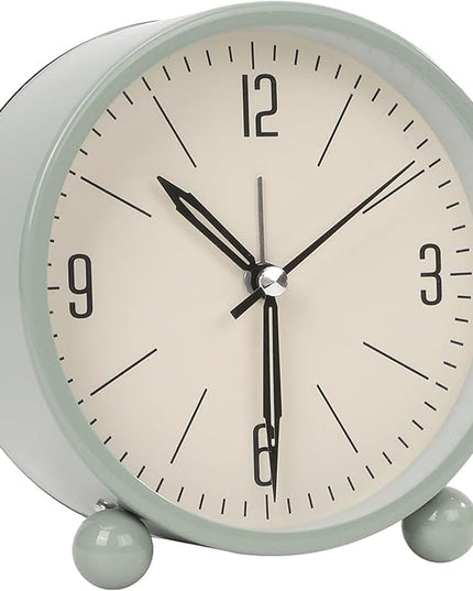 Blusaryme Analog Alarm Clock - 4 Inch Super Silent Non-Ticking, Battery Operated Small Clock with Night Light, Elegant Bedside Desk Clock for Bedroom, Living Room, Office, Student Gift