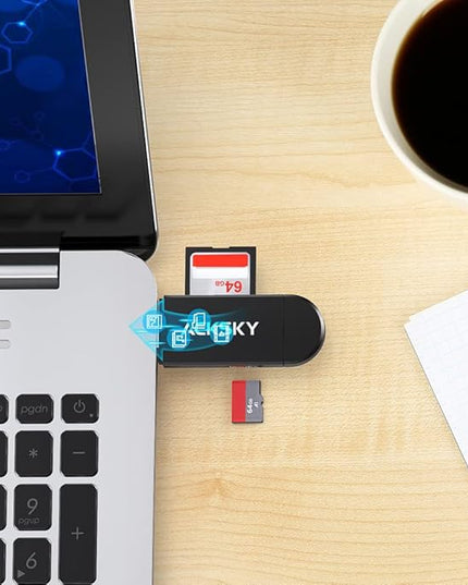 3-in-1 SD Card Reader-Type-C/USB-A/Micro USB, Dual Slot Memory Card Reader for MacBook/PC/Android/Phone/Camera/Laptop/Galaxy/Chromebook, Micro SD Card Adapter Supports SD/SDHC/SDXC/MMC