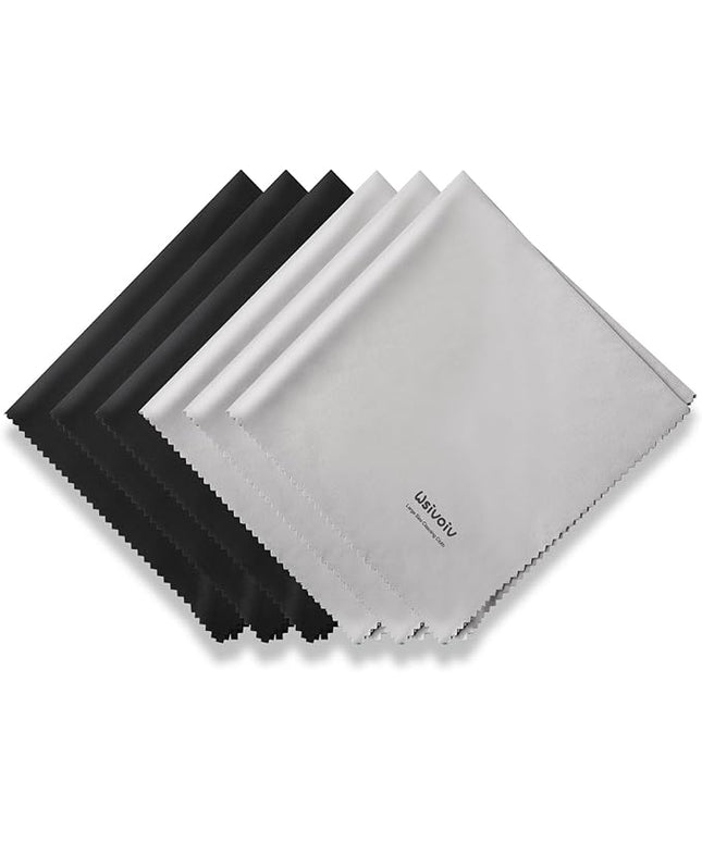 Wsivoiv 6PCS Large Eyeglass Cleaning Cloths, 12 x12 inches Glasses Cleaner, Individually Wrapped, Premium Microfiber Cleaning Cloth for Glasses, TV, Laptop Screens and Lens, Easier to Grip and Use