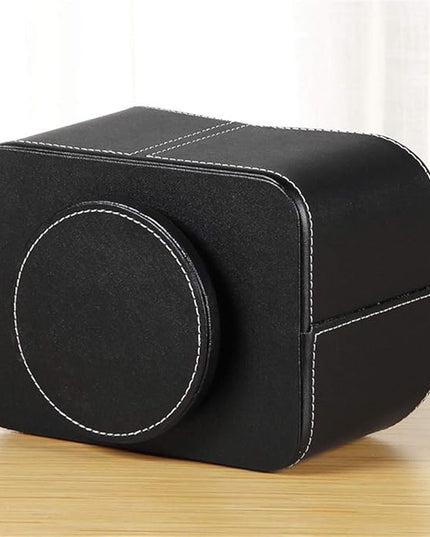 Arniche PU Leather Remote Control Holder,360 Degree Spinning Desk TV Remote Caddy,Desk Organizers and Accessories,for Controller,Media,Mail,Calculator,Mobile Phone,Pen Storage Holder(Black)