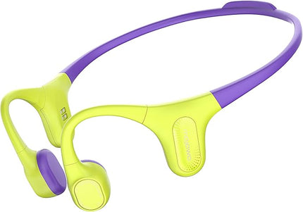mojawa Aerra Bone Conduction Sport Headphones, IP67 Waterproof Workout Earphones, Open-Ear, Wireless Bluetooth with Mic, Secure and Comfortable for Running and Cycling, Green and Purple