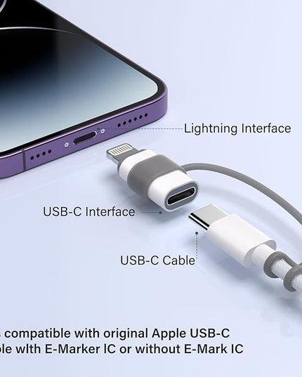 USB C Type C to Lightning Adapter MFi Certified 4 Pack 27W Fast Charging Support Data Sync,Lightning to USB Type C Cable Adapter for iPhone/iPad/for Airpods,with Anti-Lost Loop,Not for Audio/OTG