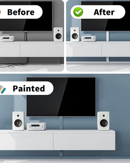 Extra-Long Paintable Cord Cover Hider for Wall Mounted TV - 6x 39.4in TTL 236in