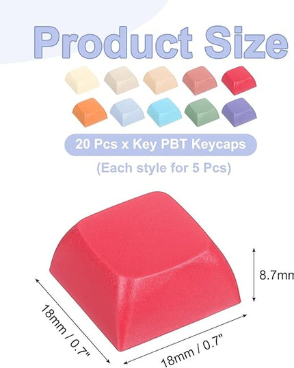 PATIKIL PBT Keycap Set, 20Pcs Colorful Mechanical Numeric Keypads Portable Blank Keycaps for Daily Office Work Gaming Entertainment Creative Design, 10 Colors