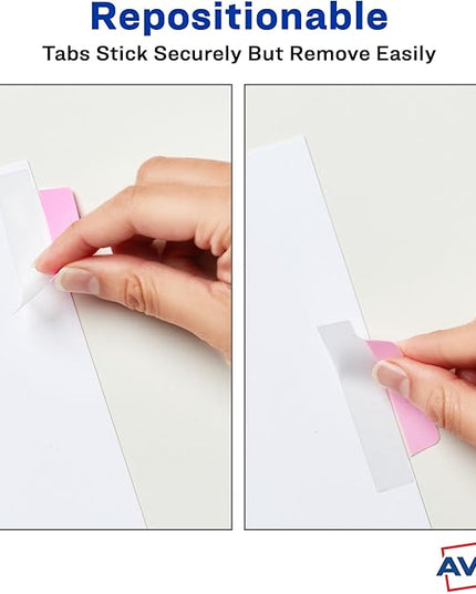 Avery Margin Ultra Tabs, 24 Repositionable Sticky Tabs, 2.5" x 1", 2-Side Writable Page Markers in Assorted Pastel Colors, 1 Pack (74769)