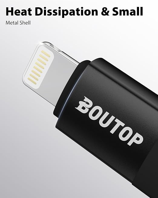 [MFi Certified] 36W USB C to Lightning Cable Adapter, Support Data Sync/PD Fast Charging Compatible with iPhone iPad AirPods, with Anti-Lost Holder - Black 3 Pack