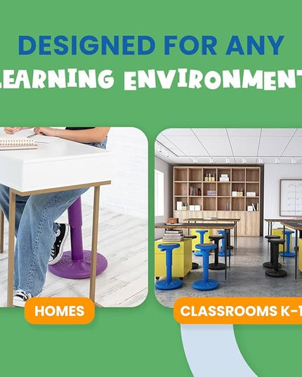 Studico ActiveChairs Adjustable Wobble Stool, Flexible Classroom Seating, Improves Focus, Posture & Helps ADHD/ADD, Sensory Chair, Active Desk Chairs, Adjusts from 16.65" to 23.75", Ages 13-18, Grey