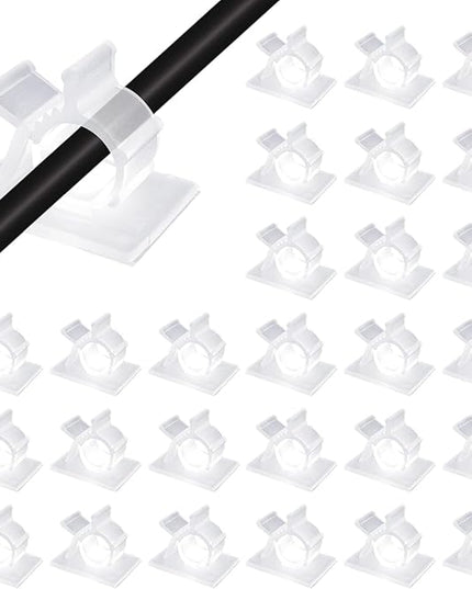 Viaky Self Adhesive Cable Clips, Wire Organize Cables Wire Management Clamps Outdoors Tie Holder Work for Cable Width 0.4''-Computer, Electrical Charging(Translucent, 30pcs)
