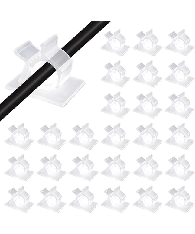 Viaky Self Adhesive Cable Clips, Wire Organize Cables Wire Management Clamps Outdoors Tie Holder Work for Cable Width 0.4''-Computer, Electrical Charging(Translucent, 30pcs)