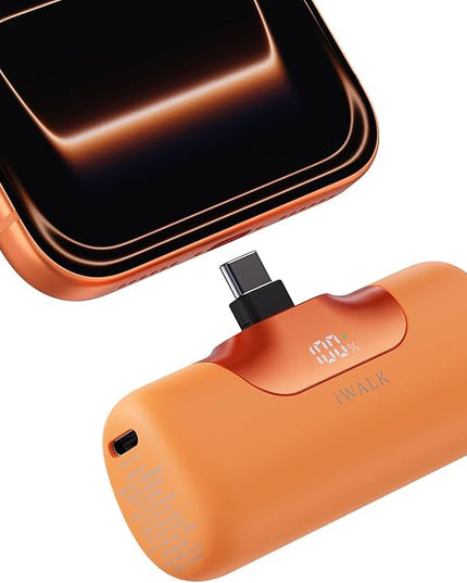 iWALK Portable Charger 5500mAh Next-Gen Small Power Bank 22.5W Fast Charging Battery USB-C Portable Phone Charger for iPhone 17/16/15 17 Plus 17 Pro Max iPad, Samsung Galaxy S25 S24 S23 Android,Orange
