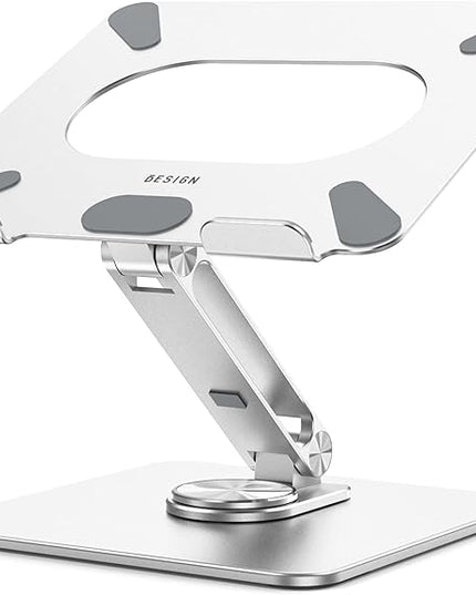 BESIGN LSX7 Laptop Stand with 360 Rotating Base, Ergonomic Adjustable Notebook Riser Holder Compatible with Air, Pro, Dell, HP, Lenovo More 10-15.6" Laptops (Silver)